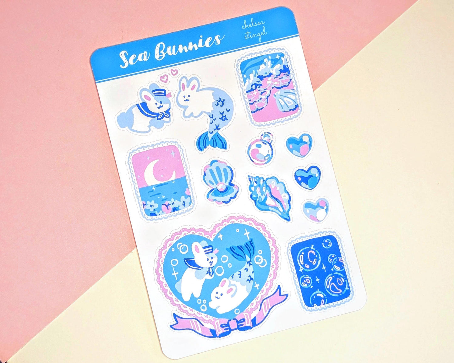 Sea Bunnies | Cute Nautical Themed Rabbit Sticker Sheet | Cute Stationery