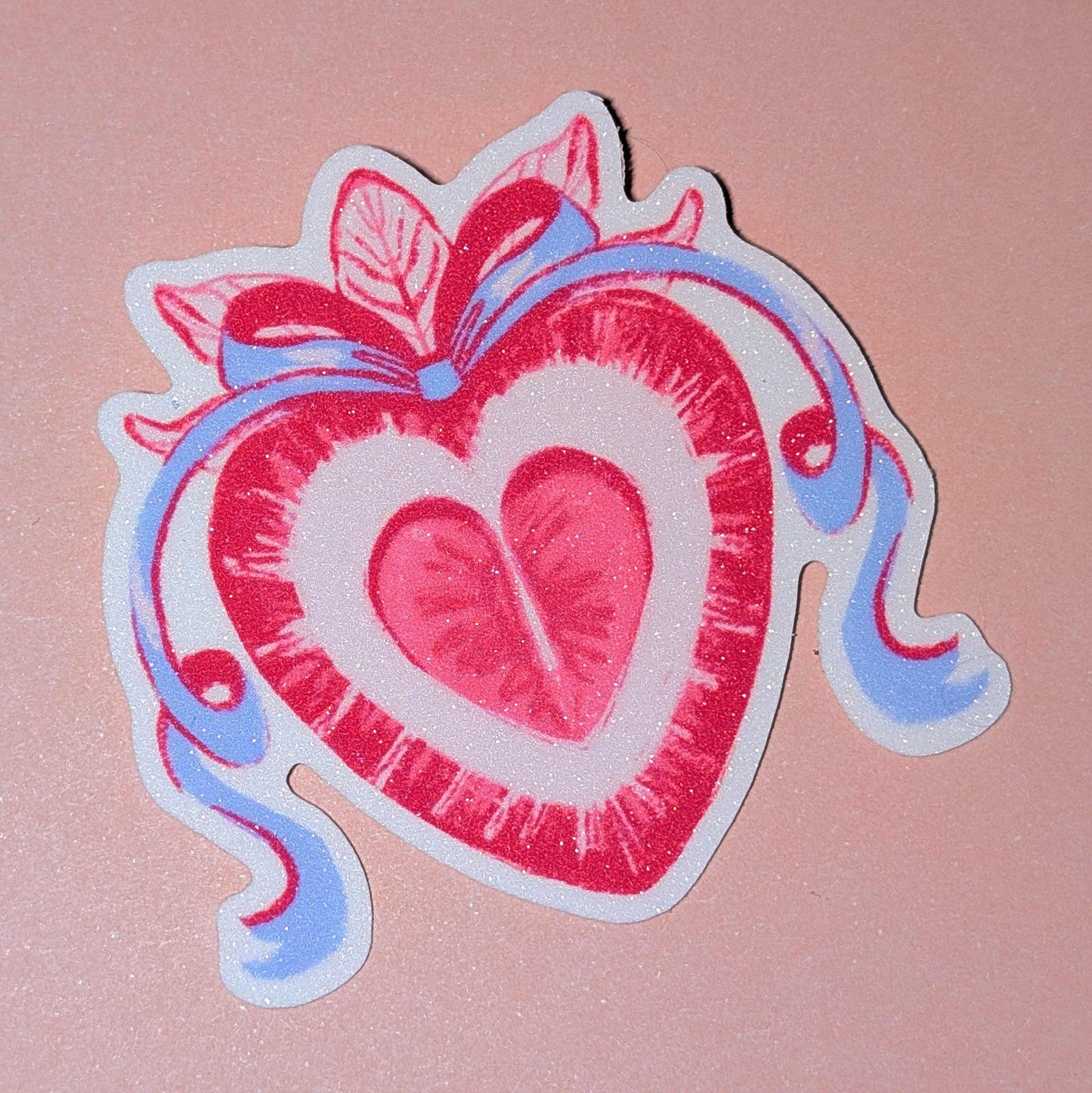 Strawberry Heart | Glitter Sticker