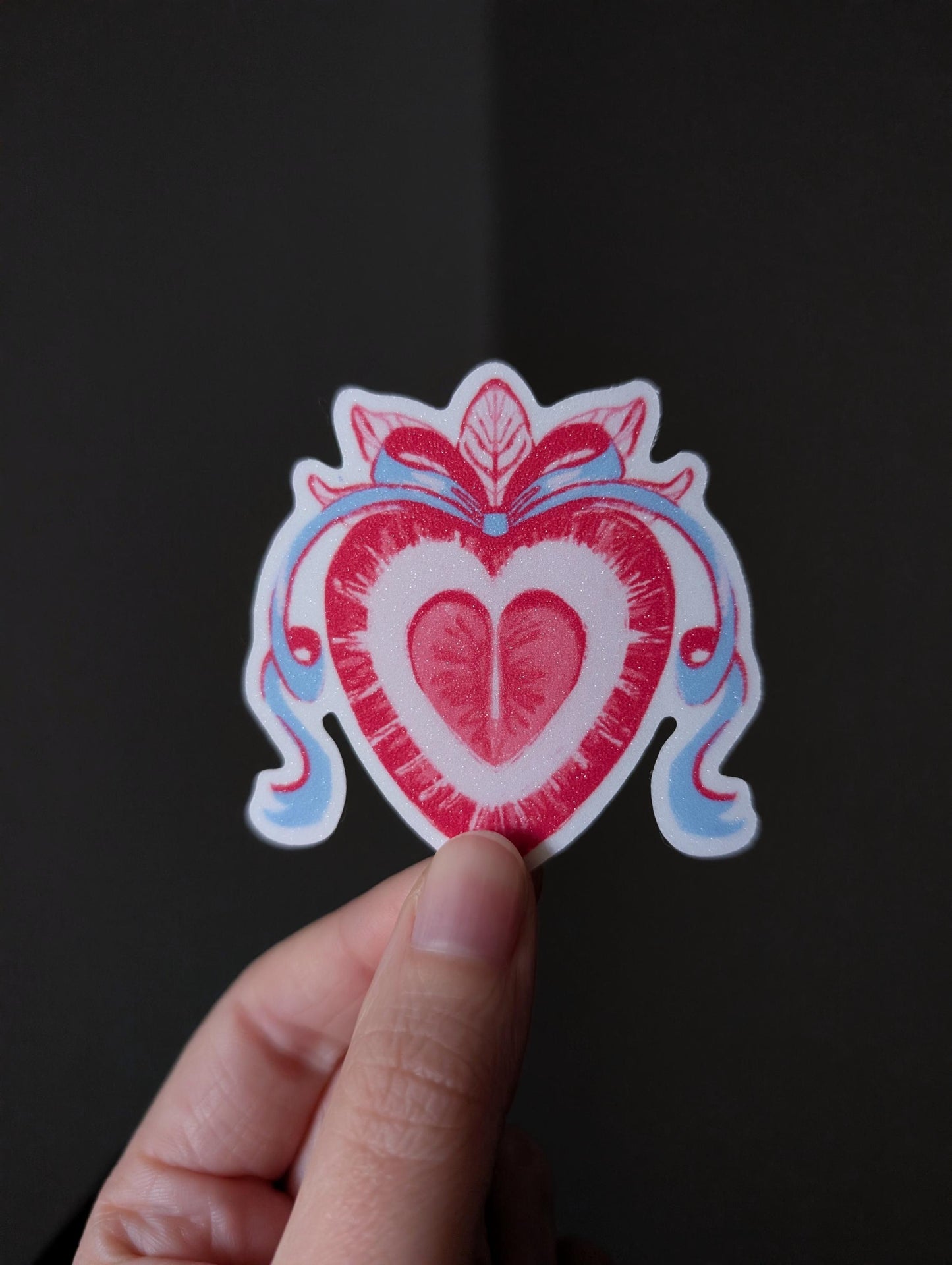 Strawberry Heart | Glitter Sticker