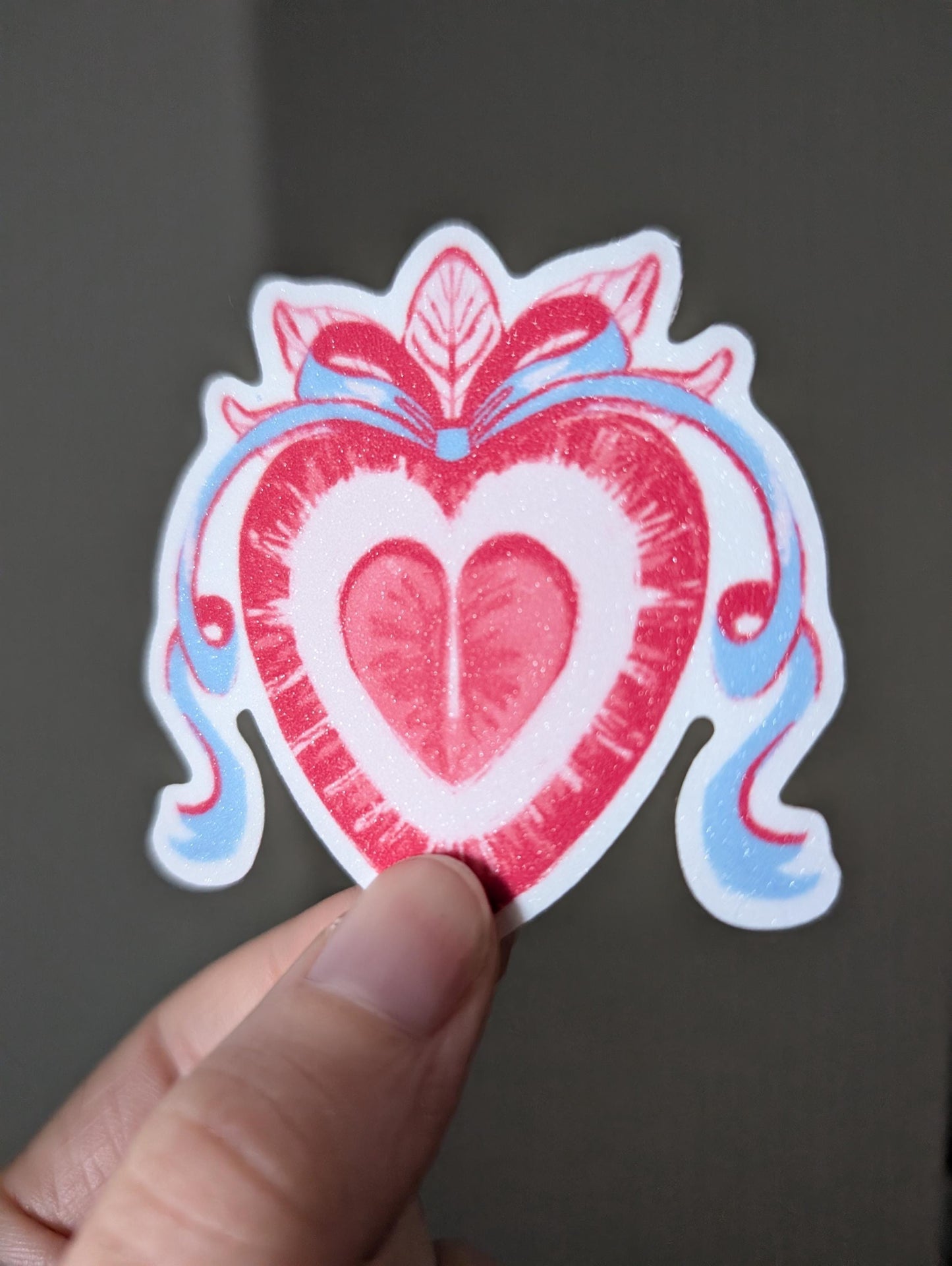 Strawberry Heart | Glitter Sticker