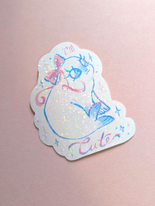 I'm Cute | Seal Holographic Sticker