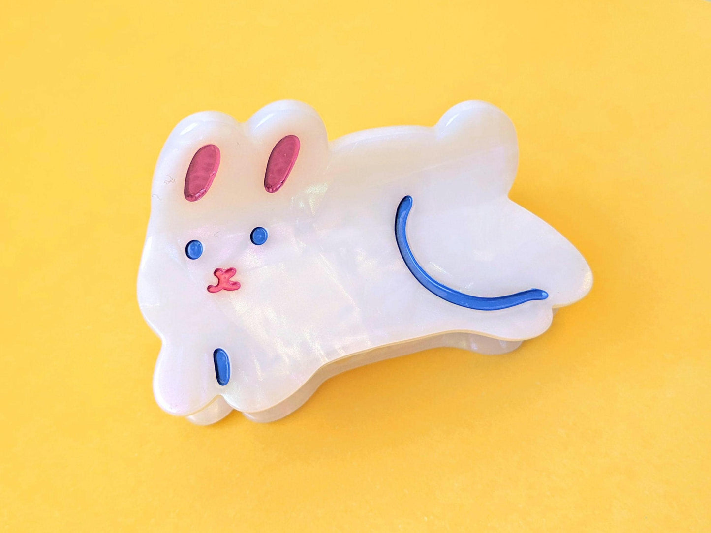 White Bunny Mini Hair Claw Clip | Trendy Hair Claw, Cute Hair Clip, Gift for Animal Lover, Gift for Fashion Lover, Hair Accessories