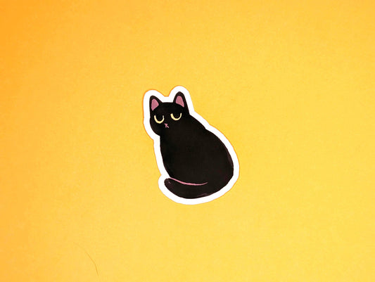 Cute Black Cat Sticker | Matte Vinyl Sticker for Water Bottle, Notebook, Gift for Cat Lovers