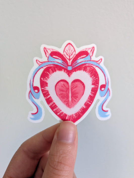 Strawberry Heart | Glitter Sticker