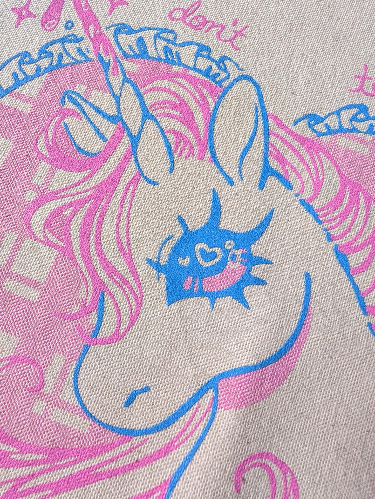 Unicorn Tote Bag "Don't Test Me" | 100% Cotton Heavy-Duty Screen Printed Tote Bag, Fashionable Screen Printed Tote Bag, Pony Screenprint Bag