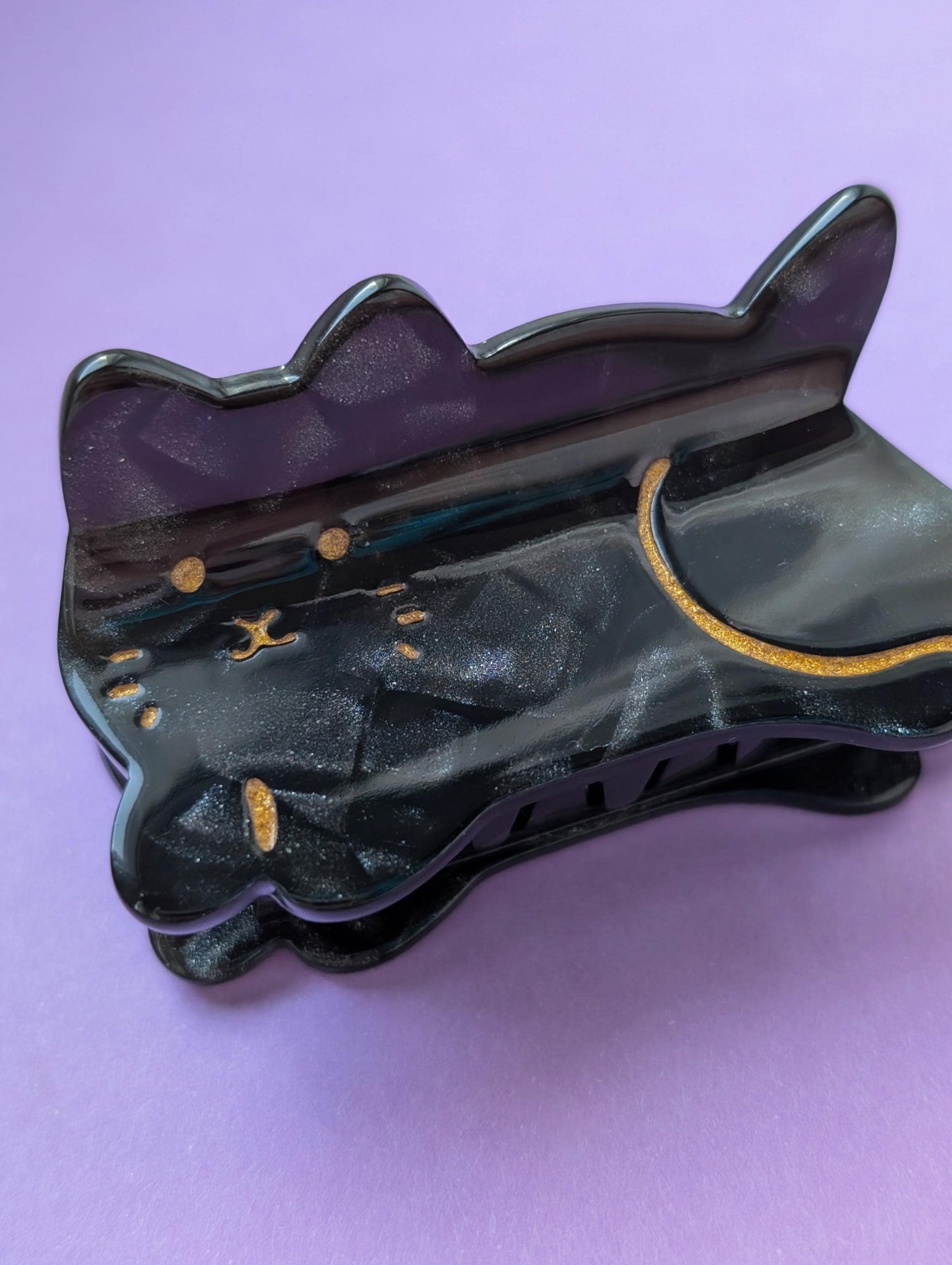 Starry Skies Black Cat Small Hair Claw Clip | Cute Hair Accessories