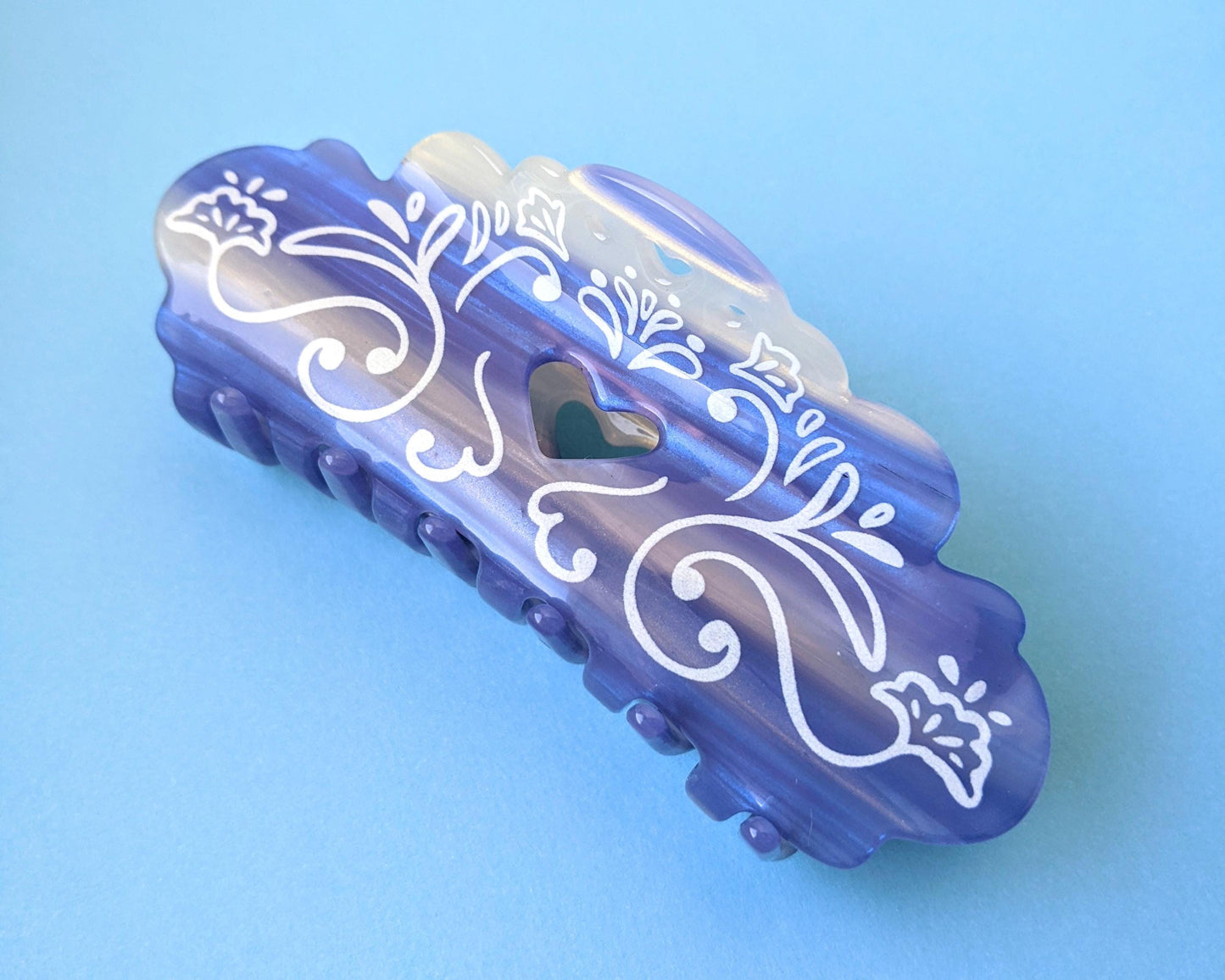 Blue Porcelain Hair Claw Clip | Trendy Hair Claw, Elegant Hair Clip, Pearlescent Material, Gift for Fashion Lover, Hair Accessories