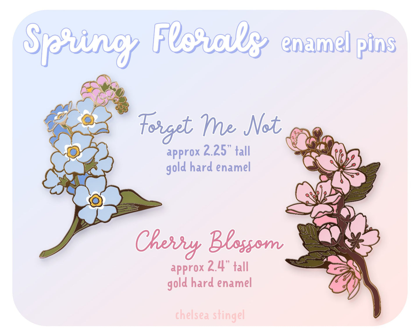 Spring Florals | Large Gold Hard Enamel Pins