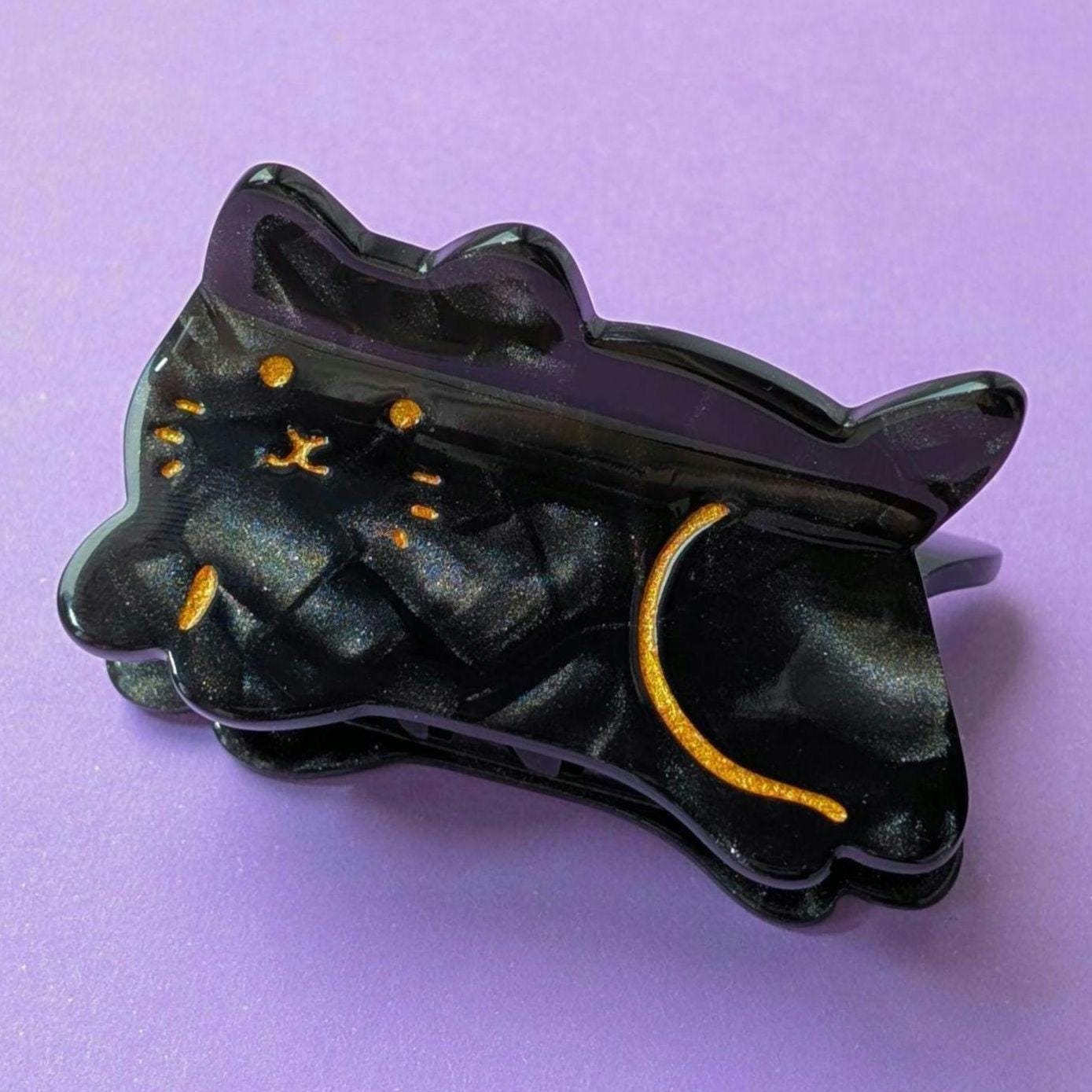 Starry Skies Black Cat Small Hair Claw Clip | Cute Hair Accessories